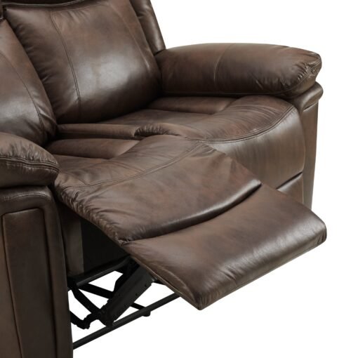 Rowan 2+3 Seater Recliner Sofa Set, Brown Faux Leather - Image 7