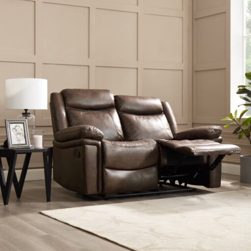 Rowan 2+3 Seater Recliner Sofa Set, Brown Faux Leather - Image 3
