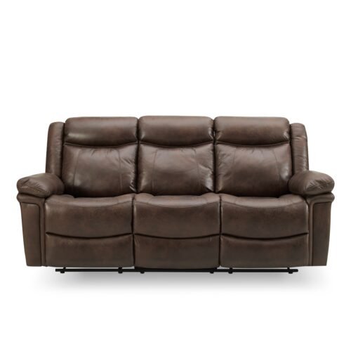 Rowan 3 Seater Manual Recliner Sofa, Brown Faux Leather - Image 4