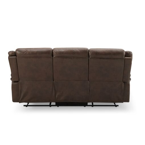Rowan 3 Seater Manual Recliner Sofa, Brown Faux Leather - Image 6