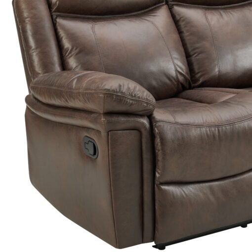 Rowan 3 Seater Manual Recliner Sofa, Brown Faux Leather - Image 7