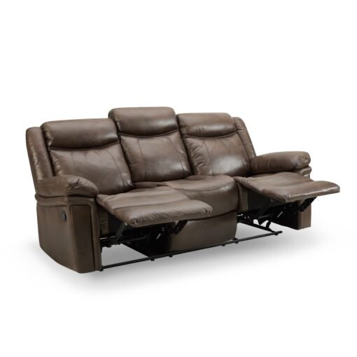 Rowan 2+3 Seater Recliner Sofa Set, Brown Faux Leather - Image 5