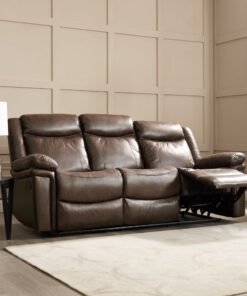 Rowan 3 Seater Manual Recliner Sofa, Brown Faux Leather
