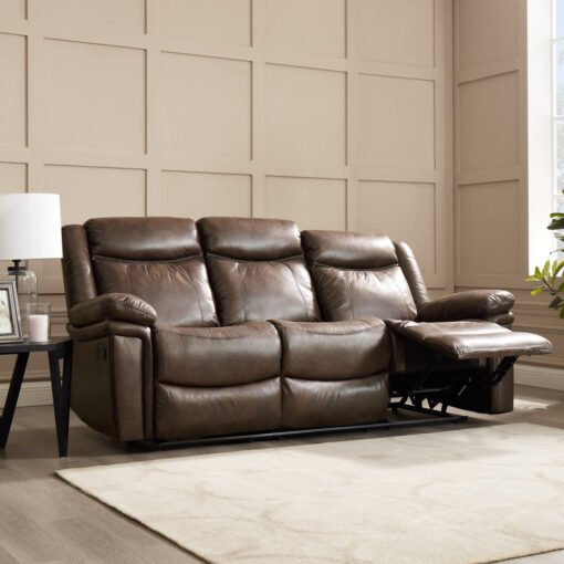 Rowan 3 Seater Manual Recliner Sofa, Brown Faux Leather