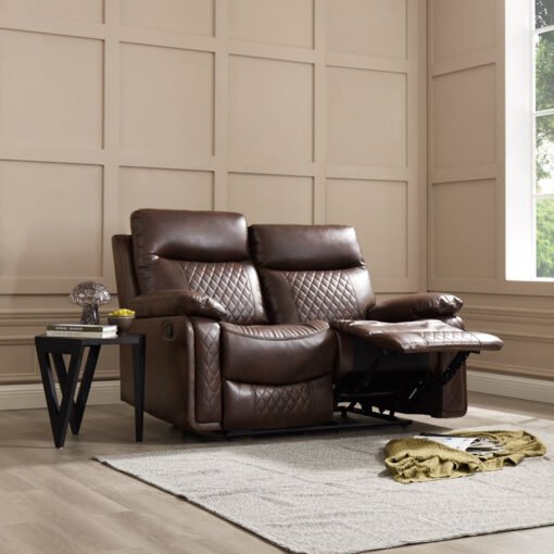 Carson 2+3 Seater Recliner Sofa Set, Brown Faux Leather - Image 3
