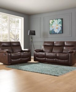 Carson 2+3 Seater Recliner Sofa Set, Brown Faux Leather