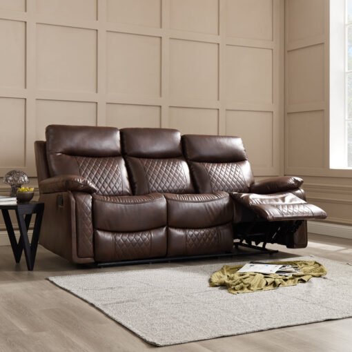 Carson 2+3 Seater Recliner Sofa Set, Brown Faux Leather - Image 2