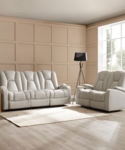 Hannah 2+3 Seater Electric Recliner Sofa set, Light Grey Air Leather