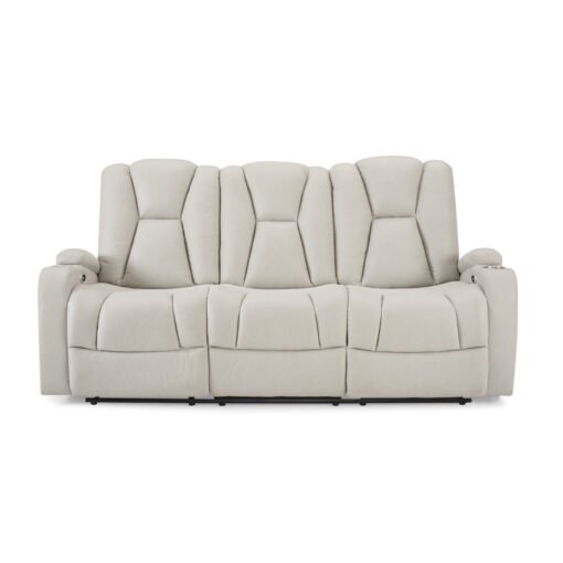 Hannah 3 Seater Electric Recliner Sofa, Light Grey Air Leather - Image 5