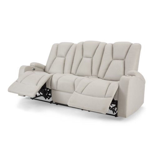 Hannah 2+3 Seater Electric Recliner Sofa set, Light Grey Air Leather - Image 5