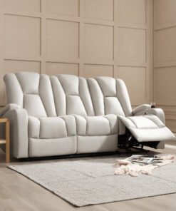 Hannah 3 Seater Electric Recliner Sofa, Light Grey Air Leather