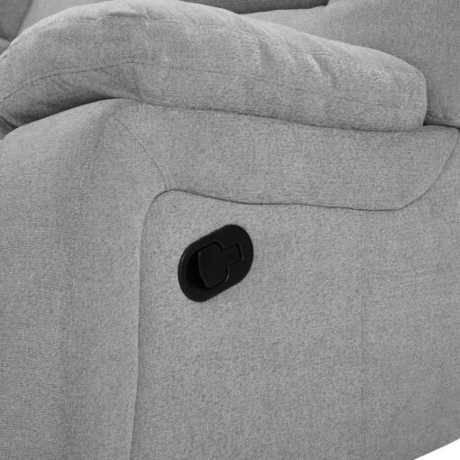 Jacob 3 Seater Manual Recliner Sofa With Right Hand Chaise and Centre Console, Light Grey Linen Fabric - Image 11