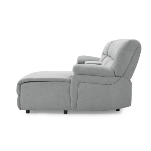 Jacob 3 Seater Manual Recliner Sofa With Right Hand Chaise and Centre Console, Light Grey Linen Fabric - Image 7