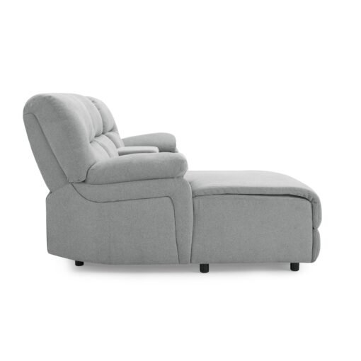Jacob 3 Seater Manual Recliner Sofa With Left Hand Chaise and Centre Console, Light Grey Linen Fabric - Image 7