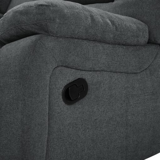 Jacob 3 Seater Manual Recliner Sofa With Right Hand Chaise and Centre Console, Dark Grey Linen Fabric - Image 10