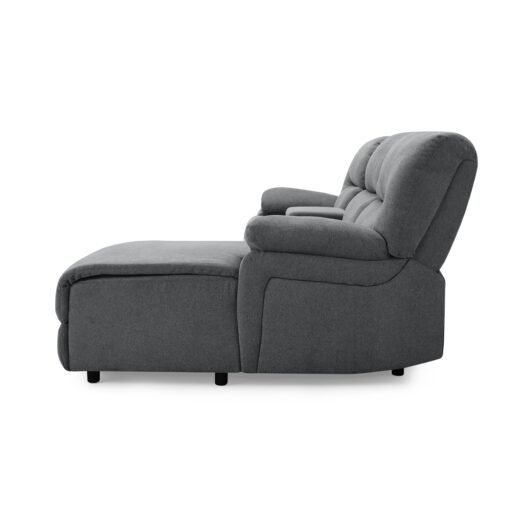 Jacob 3 Seater Manual Recliner Sofa With Right Hand Chaise and Centre Console, Dark Grey Linen Fabric - Image 7