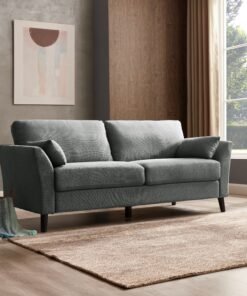 Stella 3 Seater Sofa, Dark Grey Linen Fabric