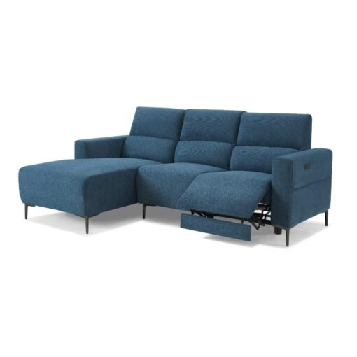 Ezra Power Recliner Sofa With Left Hand Chaise, Dark Blue Linen - Image 3