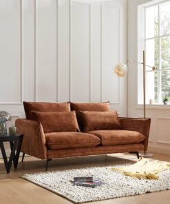 Wallace 3 Seater Sofa, Rustic Orange Velvet