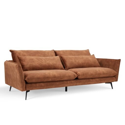 Wallace 3 Seater Sofa, Rustic Orange Velvet - Image 2