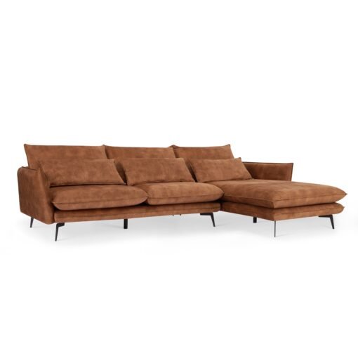 Savoy 3 Seater Corner Sofa Right Hand Chaise, Rustic Orange Velvet - Image 2