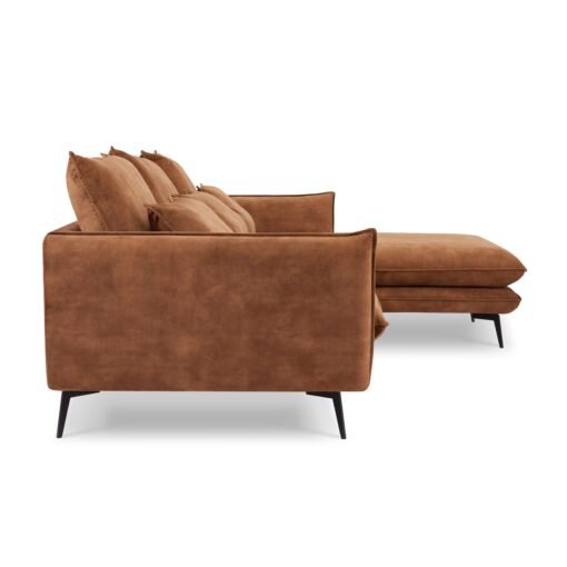 Savoy 3 Seater Corner Sofa Right Hand Chaise, Rustic Orange Velvet - Image 4
