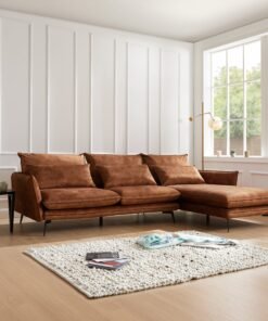 Savoy 3 Seater Corner Sofa Right Hand Chaise, Rustic Orange Velvet