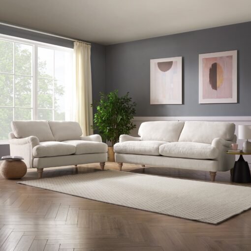 Oxford 3 Seater Sofa, Luxury Ivory Linen - Image 3